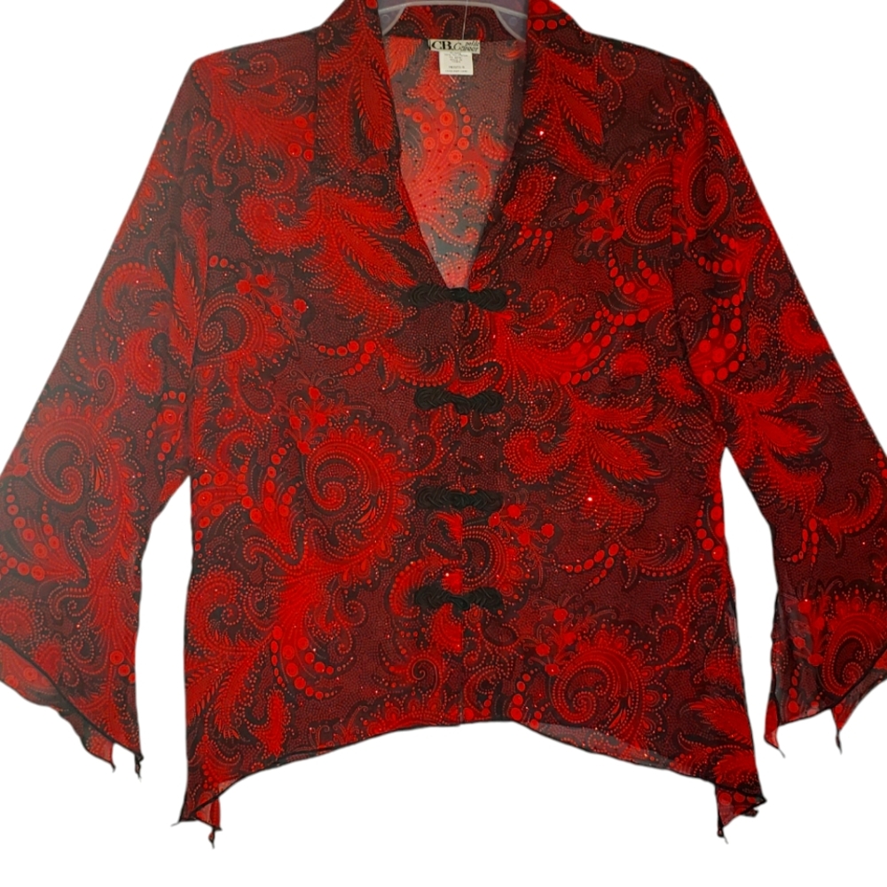 CB Career women's XS red baddazed long sleeves button down shirt. 6023